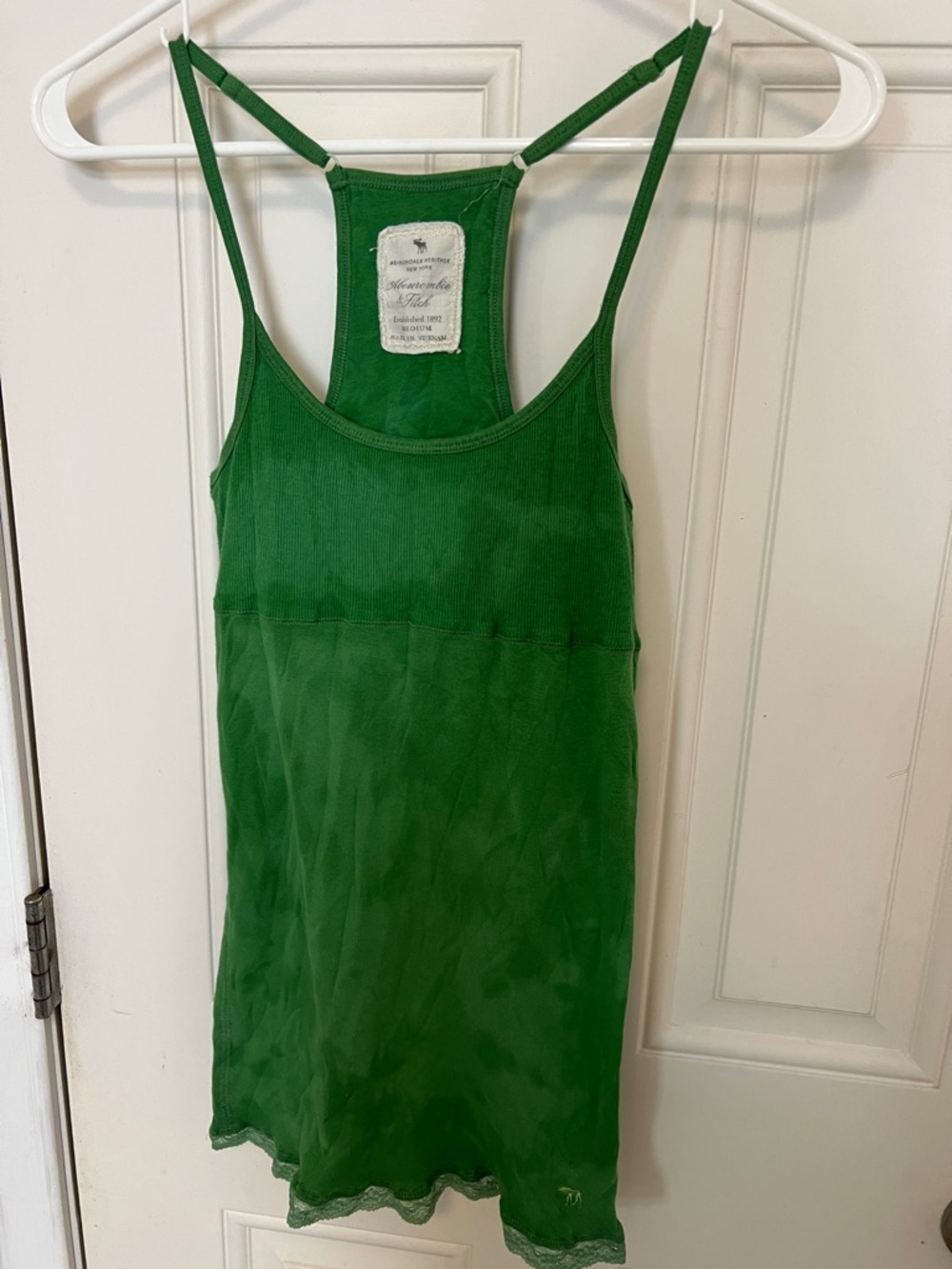 Abercrombie Distressed Green Racerback Slip Tank Top - Women's